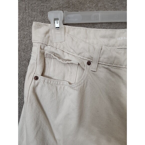 OLD NAVY Baggy Wide-Leg Jeans Womens 12 Ivory Non Stretch Y2K Mid Rise - Picture 4 of 11